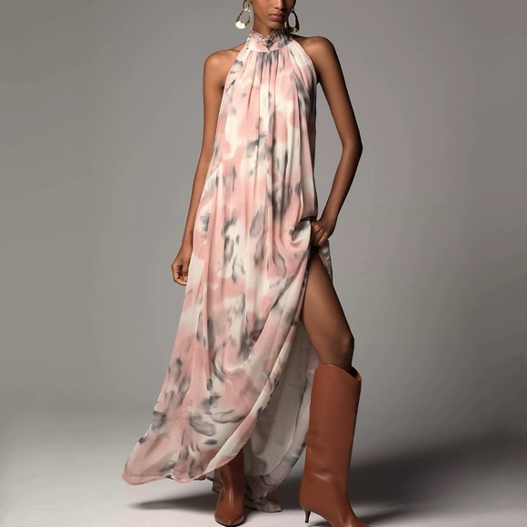 sausalito multicolor halter maxi dress Multi Abstract Halter Maxi Dress – Vibrant Summer Look main image 1